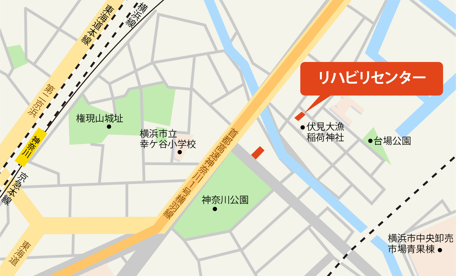 リハビリセンターへの地図は以下のリンクからご覧いただけます